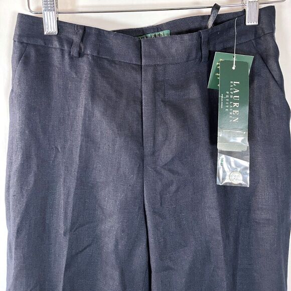 LRL Lauren Ralph Lauren 100% Linen Pants Size 4 Petite Lined Career Professional - Picture 1 of 16